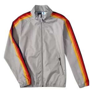 Aldi 2023‎ Gray Windbreaker Sz Small NWT Unisex Rainbow Sleeves Limited Release